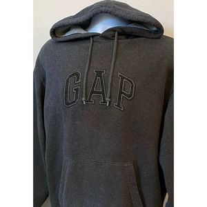 GAP Vintage 90s Sweatshirt Hoodie Gray Embroidered Arch Spell Out Size Medium
